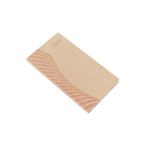 Zsebnaptár álló Amigo, fehér lapokkal drapp Realsystem 2026.