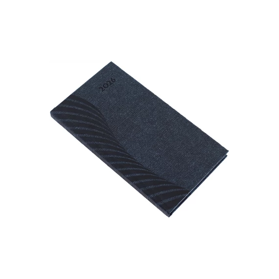 Zsebnaptár álló Amigo, fehér lapokkal kék Realsystem 2026.