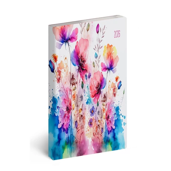 Zsebnaptár álló Flexi, fehér lapokkal akvarell Realsystem 2026.