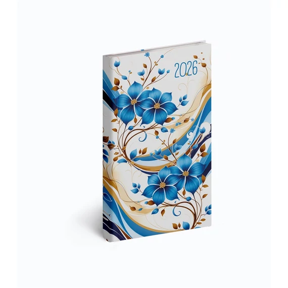 Zsebnaptár álló Picture, fehér lapokkal kékvirág Realsystem 2026.