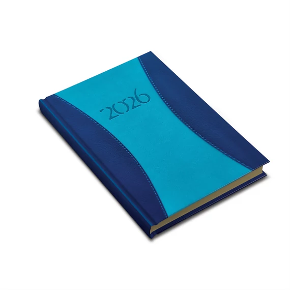 Zsebnaptár álló Prémium B/6, heti krémszínű lapokkal kék Realsystem 2026.