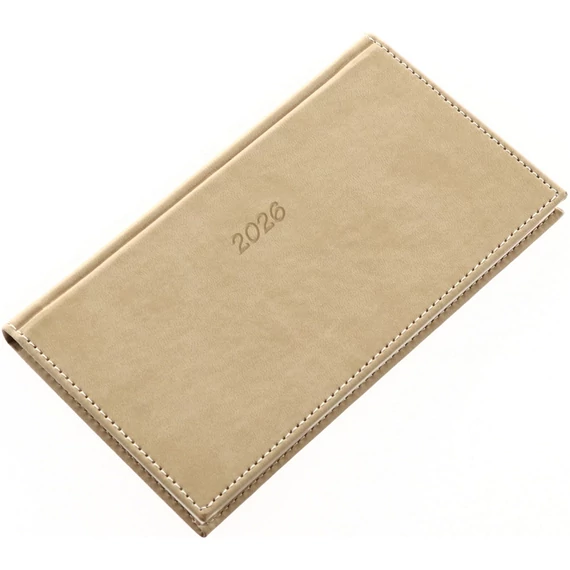 Zsebnaptár fekvő Bolero, krémszínű lapokkal drapp Realsystem 2026.