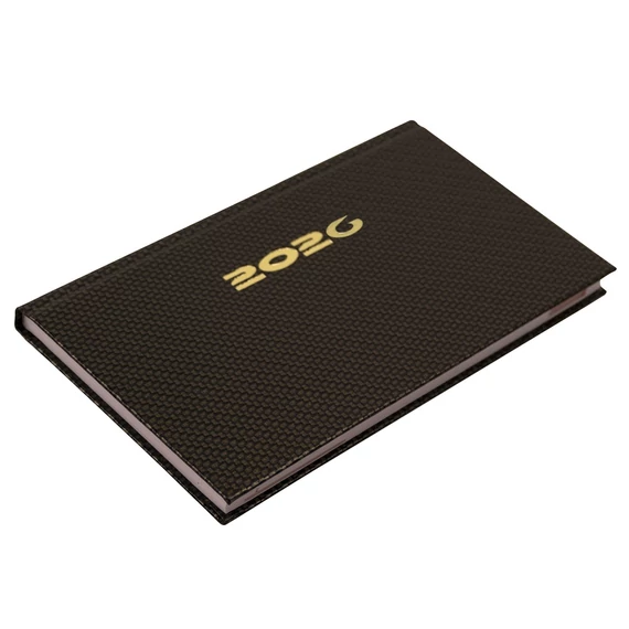 Zsebnaptár fekvő Carbon, fehér lapokkal bronz Realsystem 2026.