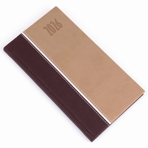 Zsebnaptár fekvő Kensington, fehér lapokkal barna Realsystem 2026.