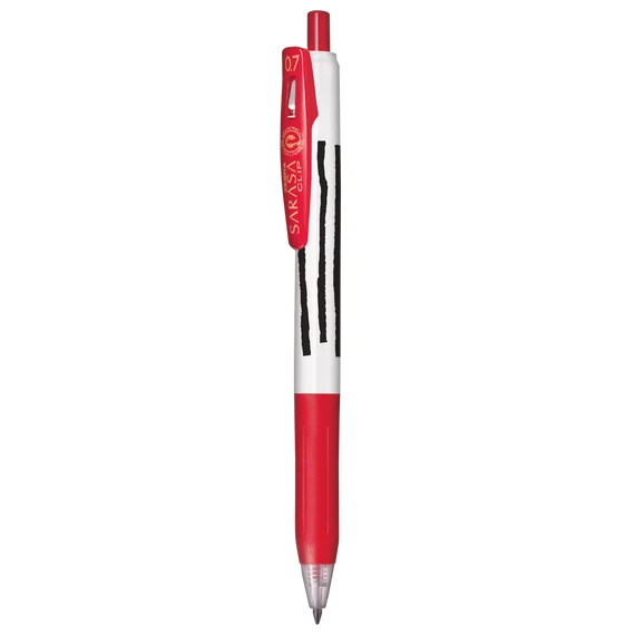 Zseléstoll 0,7 mm csíkos test, Zebra Sarasa Clip, piros